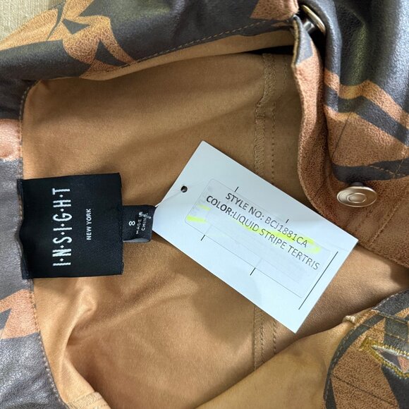 Insight New York Womens Geometric Vegan Leather Jacket Size 8 - Picture 3 of 10